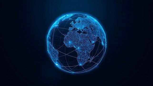 A Plexus Network Surrounding a Digital Globe of the Earth