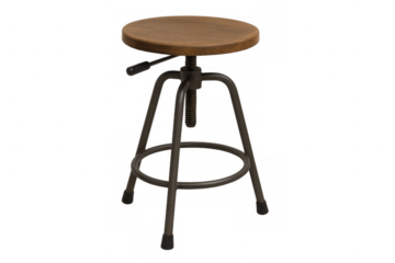 Vintage industrial adjustable round wooden metal bar stool