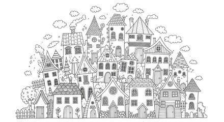 Obraz premium house real estate drawing doodle colourful 