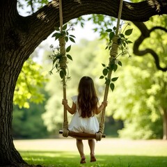 The natural scenery of the forest swing