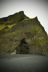A rock by the coast where a flock of puffins reside, nature