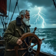 Retro scenes of the captain driving