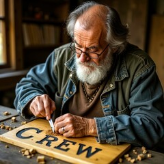 Vintage artwork carved by crew members