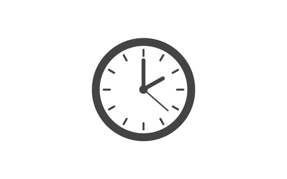 A simple, minimalist analog clock icon with a gray frame, showing the time as exactly two o'clock on a white background.