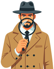 Male Detective Magnifying Glass Man Investigation Character Concept