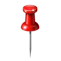 Red push pin isolated on transparent background for office and organization