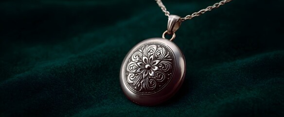 The vintage silver locket holds delicate memories wrapped in intricate floral engraving.