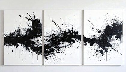 Abstract Black And White Triptych