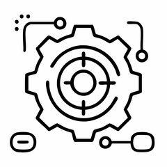 Precision and Connectivity Gear Icon Symbolizing Accuracy and Integrated Systems
