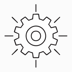 Gear Icon Representing Technology, Settings, Innovation, or Configuration in a Simple Outline Style