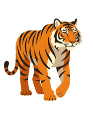 Obraz premium Tiger Animal Walking Predator Big Cat Wildlife Jungle Illustration