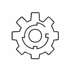 Obraz premium Gear icon with a refresh arrow, representing system update, settings, and process automation. Thin line vector symbol for web and app interfaces