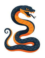 Obraz premium Aggressive Snake Coiled Fangs Tongue Out Mascot