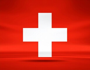 Fototapeta premium The National Flag of Switzerland: Red Field with a White Cross