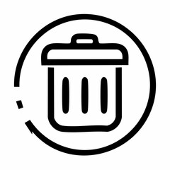 Trash can line icon. Simple black and white vector symbol for delete, remove, or garbage. Minimalist UI element for web and app design on a white background