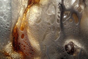 Intricate condensation patterns of fog on cold window glass