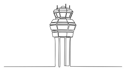 Airport Control Tower Outline Vector