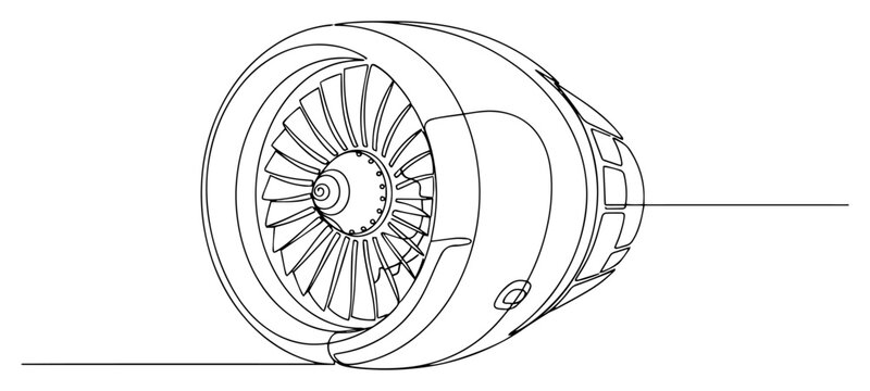 Jet Turbofan Engine Outline Vector