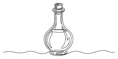 Vintage Glass Bottle with Stopper Line Art