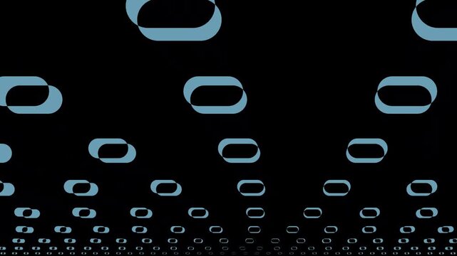 Abstract Blue Ovals with Light Blue Outlines on Black Background Fractal Pattern oval shapes rounded rectangles