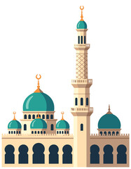 Obraz premium Islamic Mosque Building Minaret Flat Design Mubarak