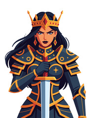 Obraz premium Fantasy Queen Warrior Knight Character Gaming Esport Mascot Emblem
