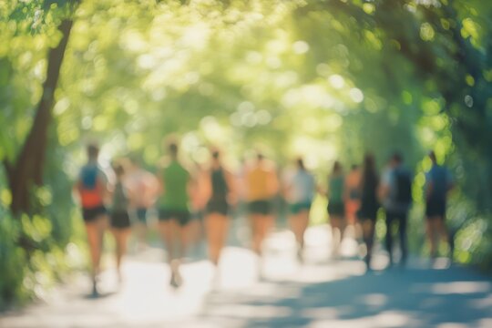 Diverse Group in Charity Walk for World Health Day