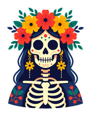 Mexican Sugar Skull Girl Day of Dead Floral Calavera