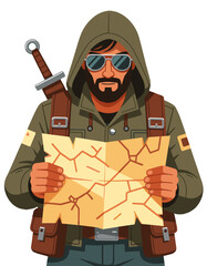 Survivor Man Character Post Apocalyptic Theme Setting Map Navigation