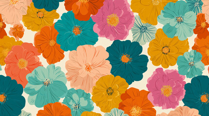 colorful flowers in full bloom, showcasing vibrant petals in a rainbow of hues. This lively floral arrangement radiates beauty, freshness, and natural charm, perfect for adding a touch of brightness