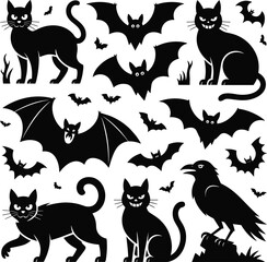 Minimal Cat Tree Shilloutree Style Black and White Vector Art