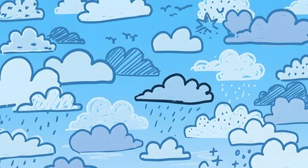 clouds doodles symbols designs vectors illustrations weather cloudy