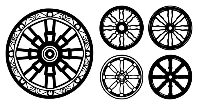 Buddhist Dharma Wheel Ornament Set
