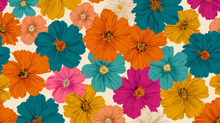 colorful flowers in full bloom, showcasing vibrant petals in a rainbow of hues. This lively floral arrangement radiates beauty, freshness, and natural charm, perfect for adding a touch of brightness