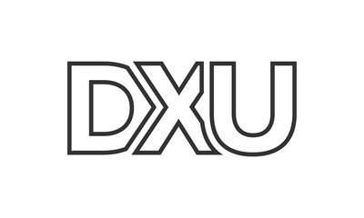 DXU logo design template with strong and modern bold text. Initial based vector logotype featuring simple and minimal typography. Trendy company identity.