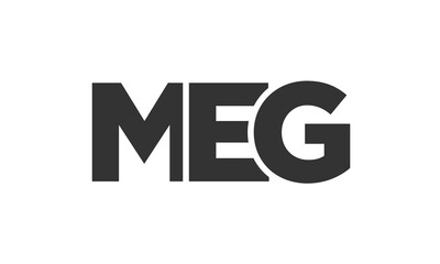 MEG logo design template with strong and modern bold text. Initial based vector logotype featuring simple and minimal typography. Trendy company identity.