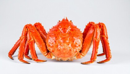 Cooked red king crab close-up on white background