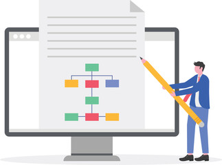 Strategic planning, goal setting, organizational alignment concept with character.
