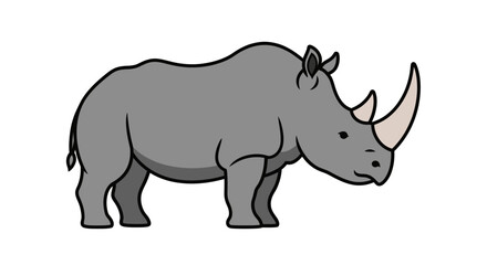 Fototapeta premium Majestic rhinoceros with powerful horn stands strong, embodying wild safari adventure and conservation awareness