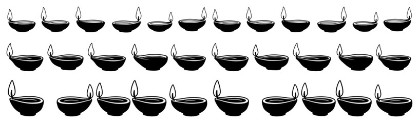 Diwali Diya Oil Lamps Border Pattern