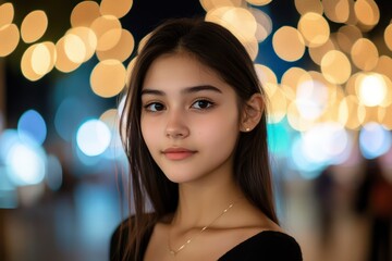 Abstract Night City Bokeh Light Blurred Background