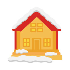雪が積もるクリスマスの家　イラスト