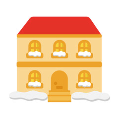 雪が積もるクリスマスの家　イラスト