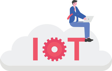 Computer games, virtual world and IoT development concept with tiny people.
