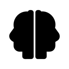 Symmetrical black brain lobes representing human thinking and problem solving skills
