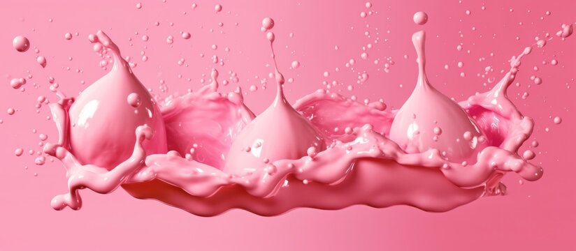 pink liquid splash, liquid explosion, dynamic movement, high-speed photography, abstract fluid dynamics, vibrant colors, soft focus, macro photography, textured background