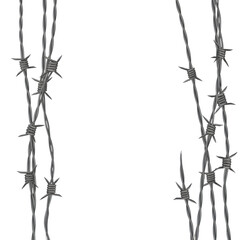 Naklejka premium Barbed wire fence with sharp spikes isolated on transparent background