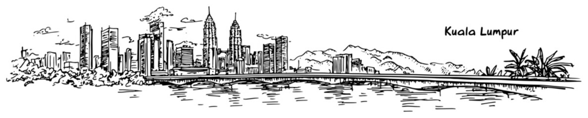 Sketch Illustration of the Kuala Lumpur Malaysia Skyline