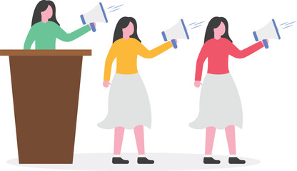 Social development and participation, women participation concepts with people characters.

