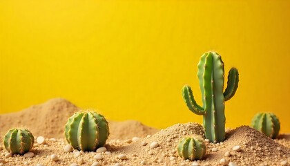 cactus in the desert with yellow background
